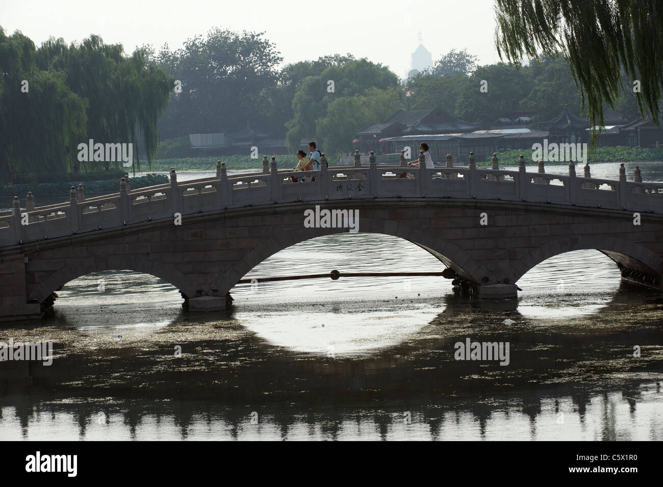 A bridge over Houhai, Beijing, China. 03-Aug-2011 Stock Photo