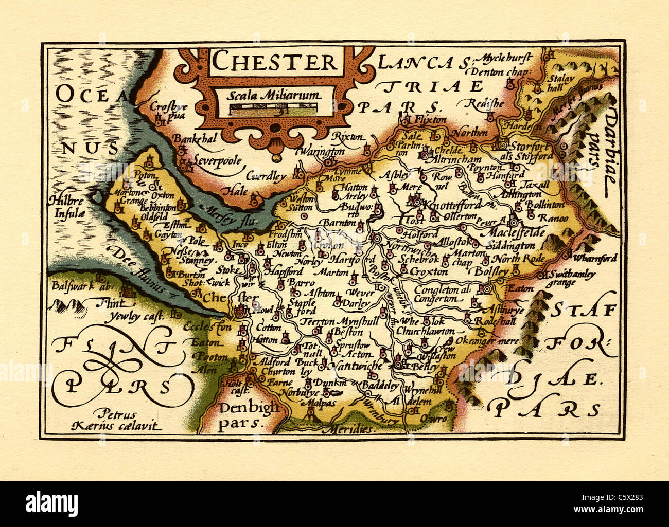 Old Maps Of Cheshire Chester (Cheshire) - Old English County Map By John Speed, Circa 1625 Stock  Photo - Alamy