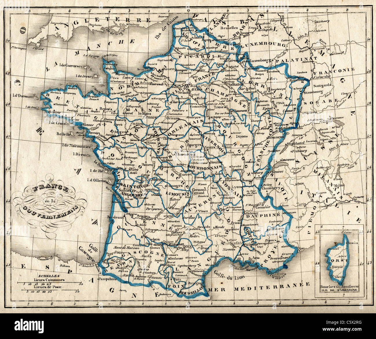 フランスアンティーク　MAP Antique map of france hi-res stock photography and images - Alamy