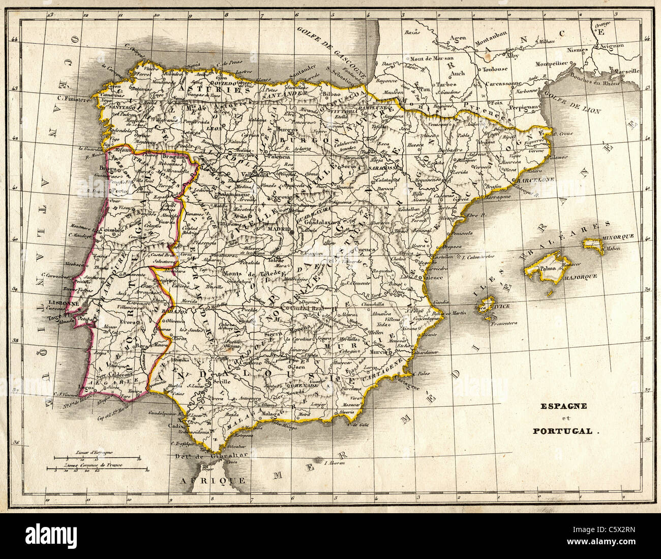 Old Map of Portugal Mapa De Portugal Portuguese Map Vintage 