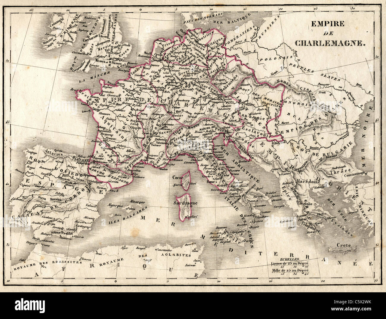 Empire De Charlemagne Empire Of Charlemagne Antiquarian Map From Atlas Universel De Geographie Ancienne And Moderne By Cartographer C V Monin Stock Photo Alamy