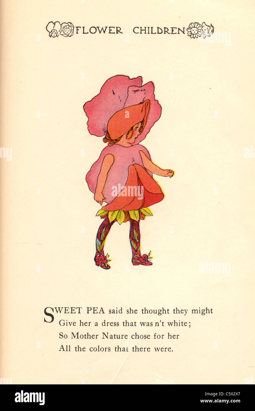 Sweet Pea - Flower Child Illustration from an antiquarian book Stock Photo