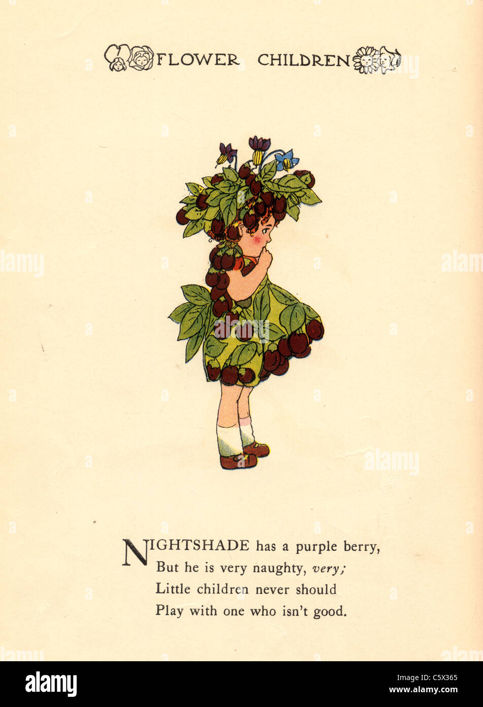 Nightshade - Flower Child Illustration from an antiquarian book Stock Photo