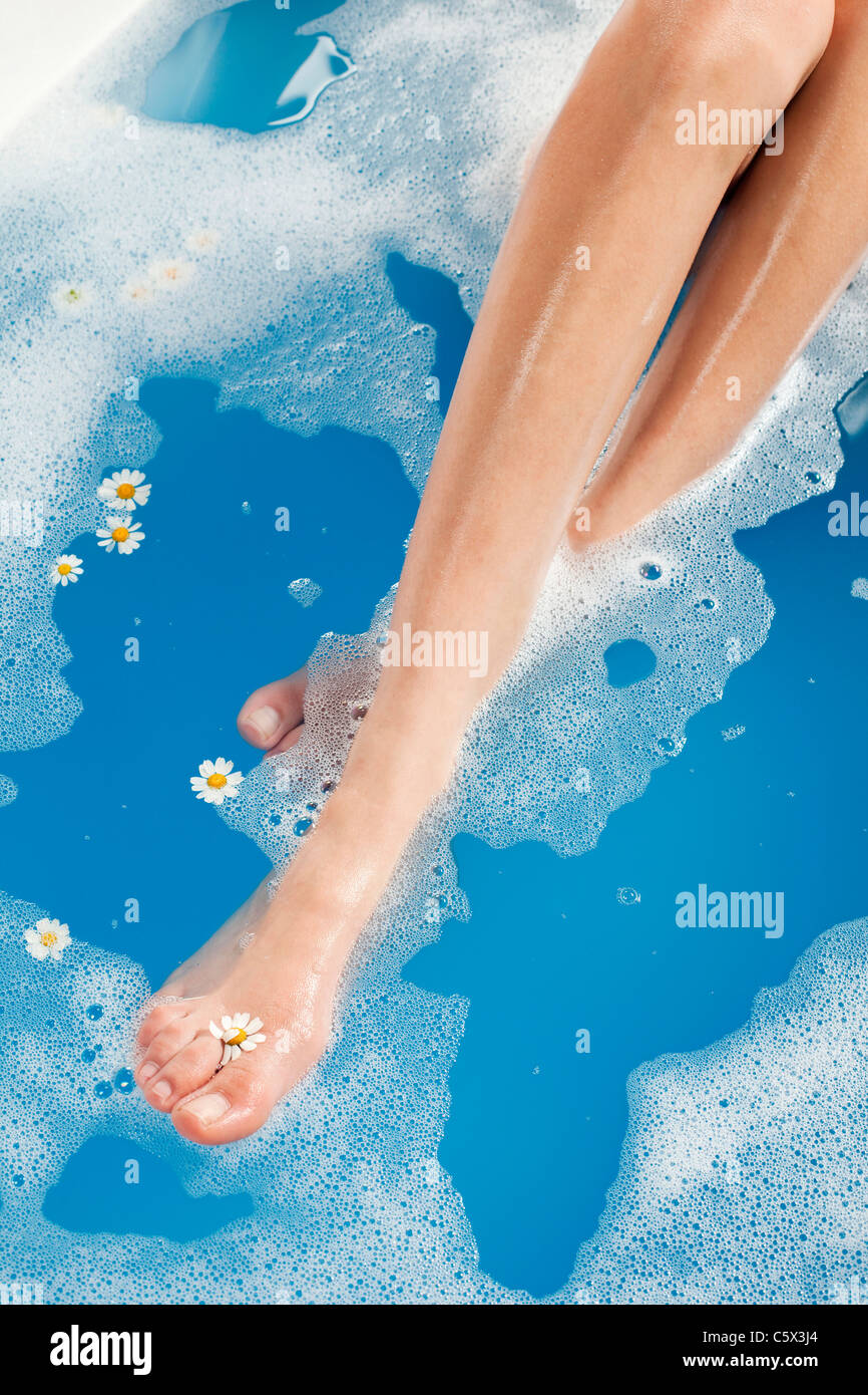 Woman's feet in bath, elevated view Stock Photo Alamy