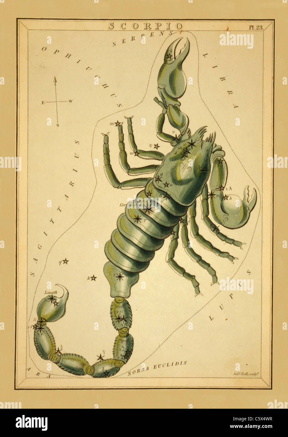 Scorpio - 1825 Astronomical Chart Stock Photo
