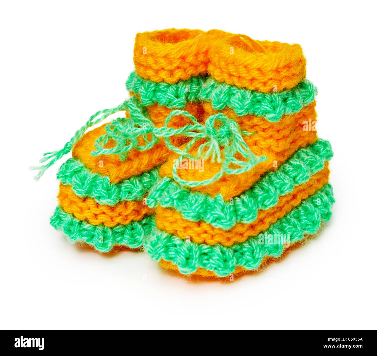Knitted baby shoes isolated on white background Stock Photo - Alamy