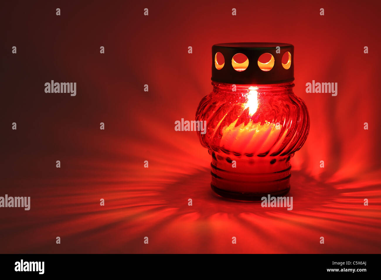 Memory lantern with burning candle in the dark Stock Photo Alamy