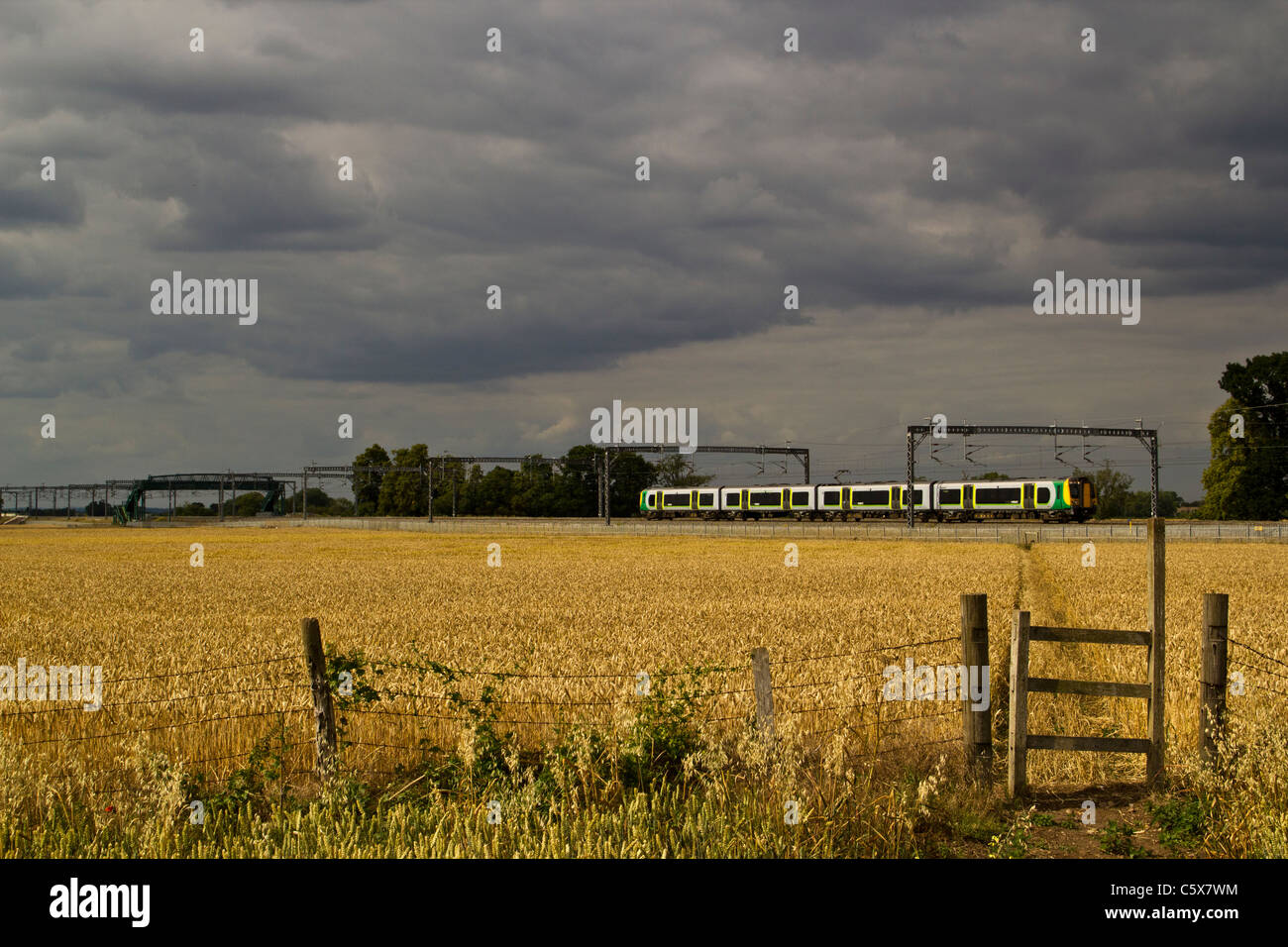 A London Midland class 350 EMU passes Comberford, Tamworth. 13th July