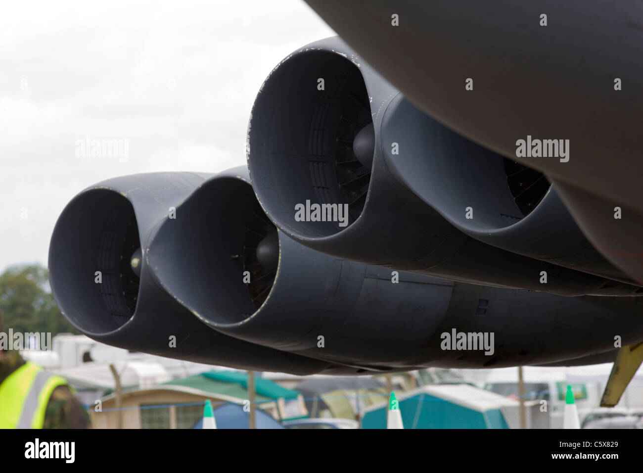 Close up of jet engine turbine air intakes on USAF B52 B-52 bomber Stock Photo