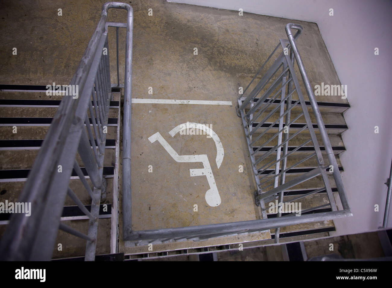 Disabled person's refuge area in a car park stairwell Stock Photo Alamy
