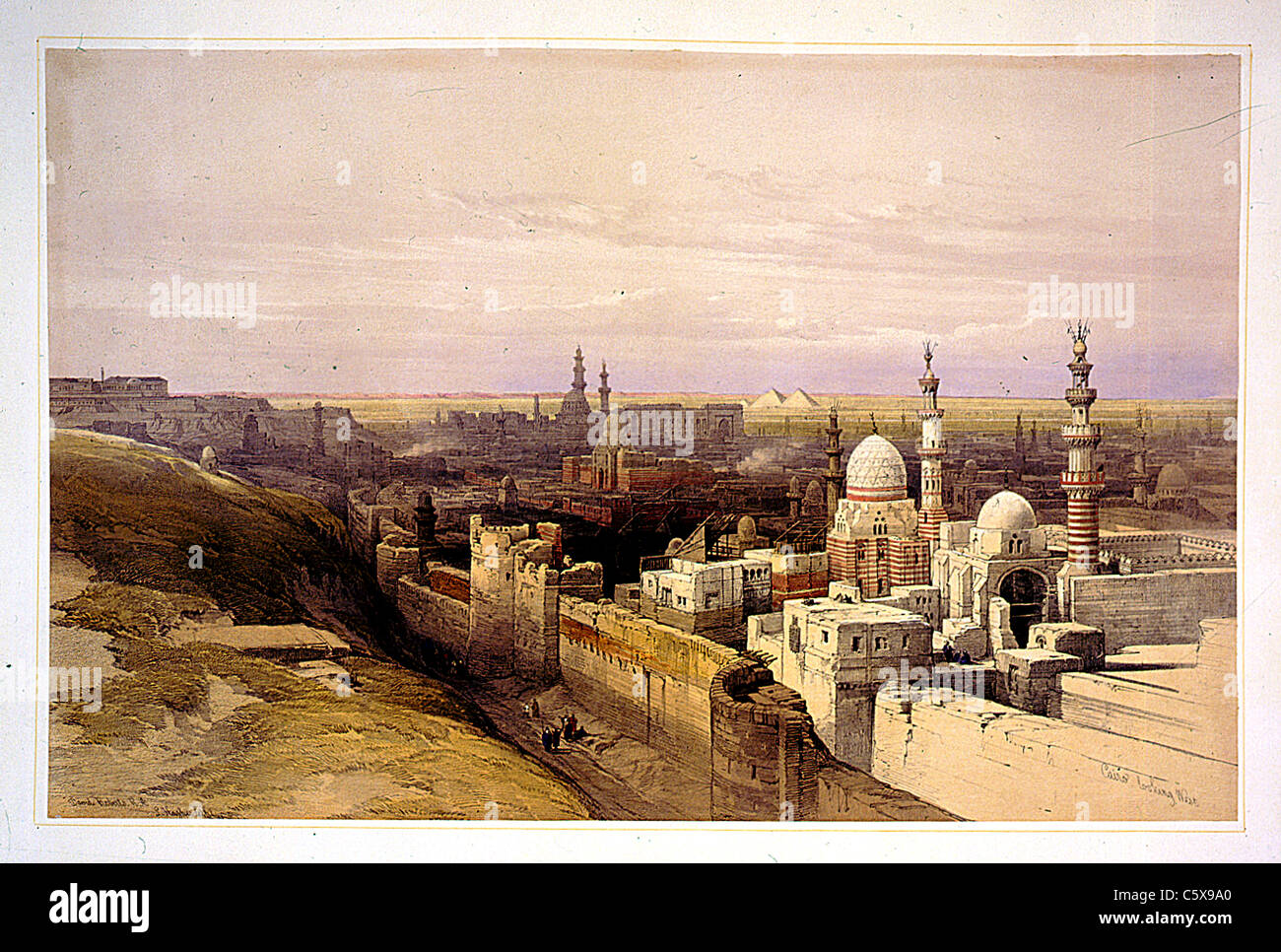Cairo looking west, Louis Haghe / David Roberts from 'The Holy Land, Syria, Idumea, Arabia, Egypt and Nubia' Stock Photo