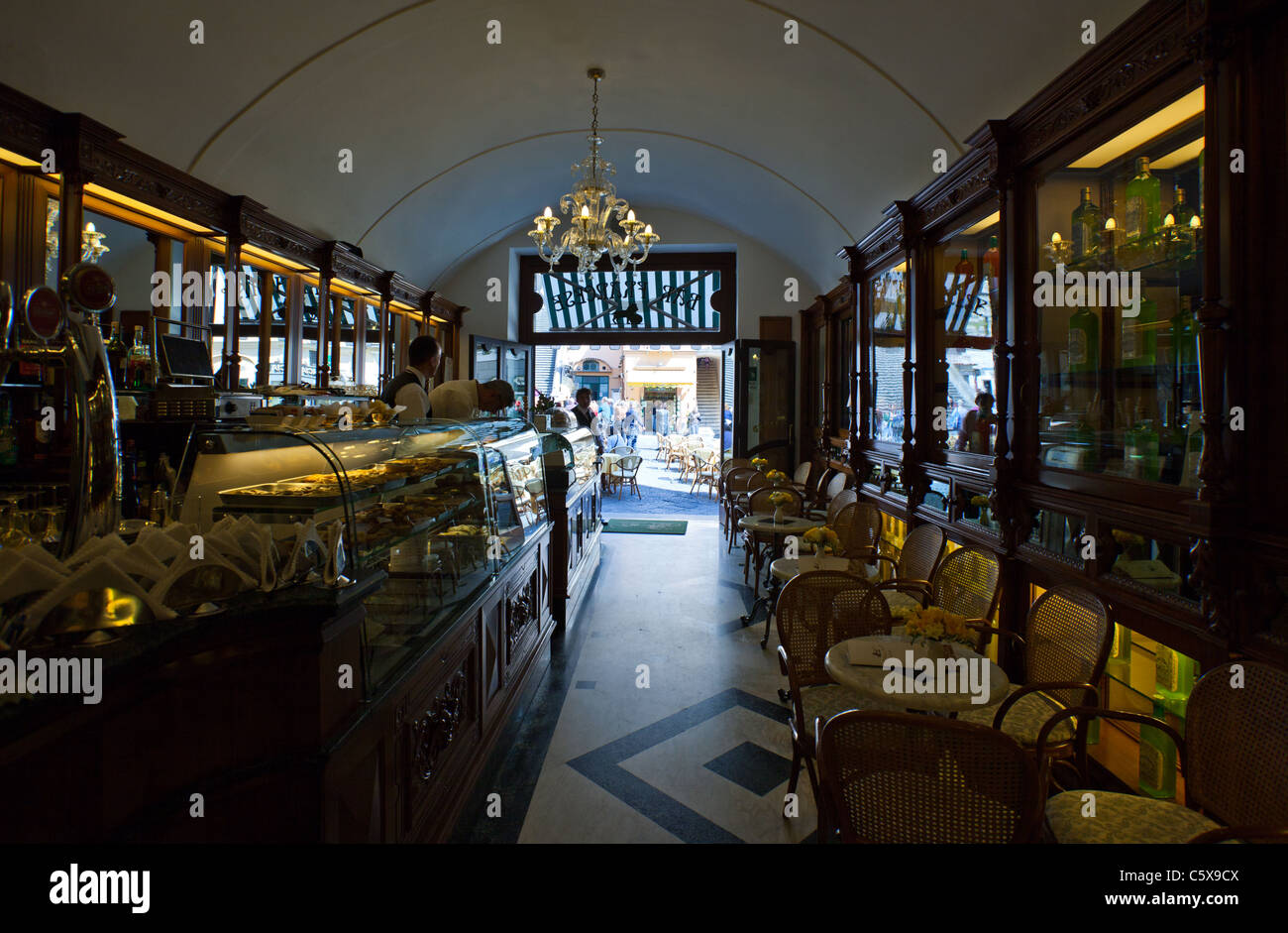 Italy, Amalfitana Coast, Amalfi, the coffee bar in Piazza Duomo Stock