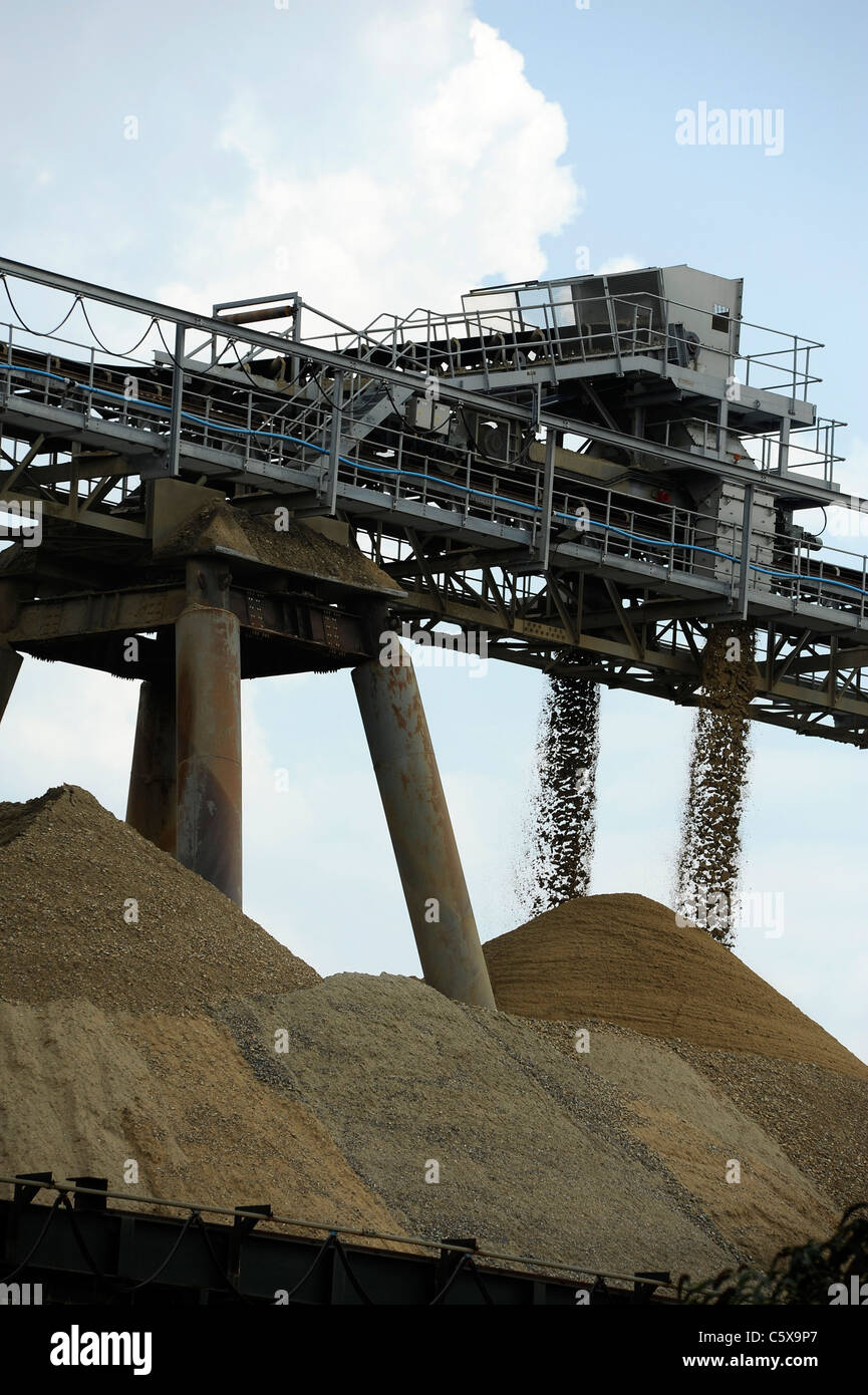 Sand and gravel mounds seen from Thames Path on Greenwich Peninsula