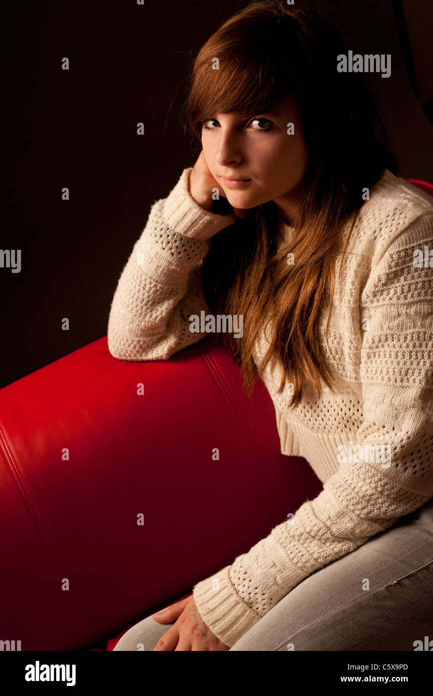 13 year old girl in studio portrait Stock Photo - Alamy