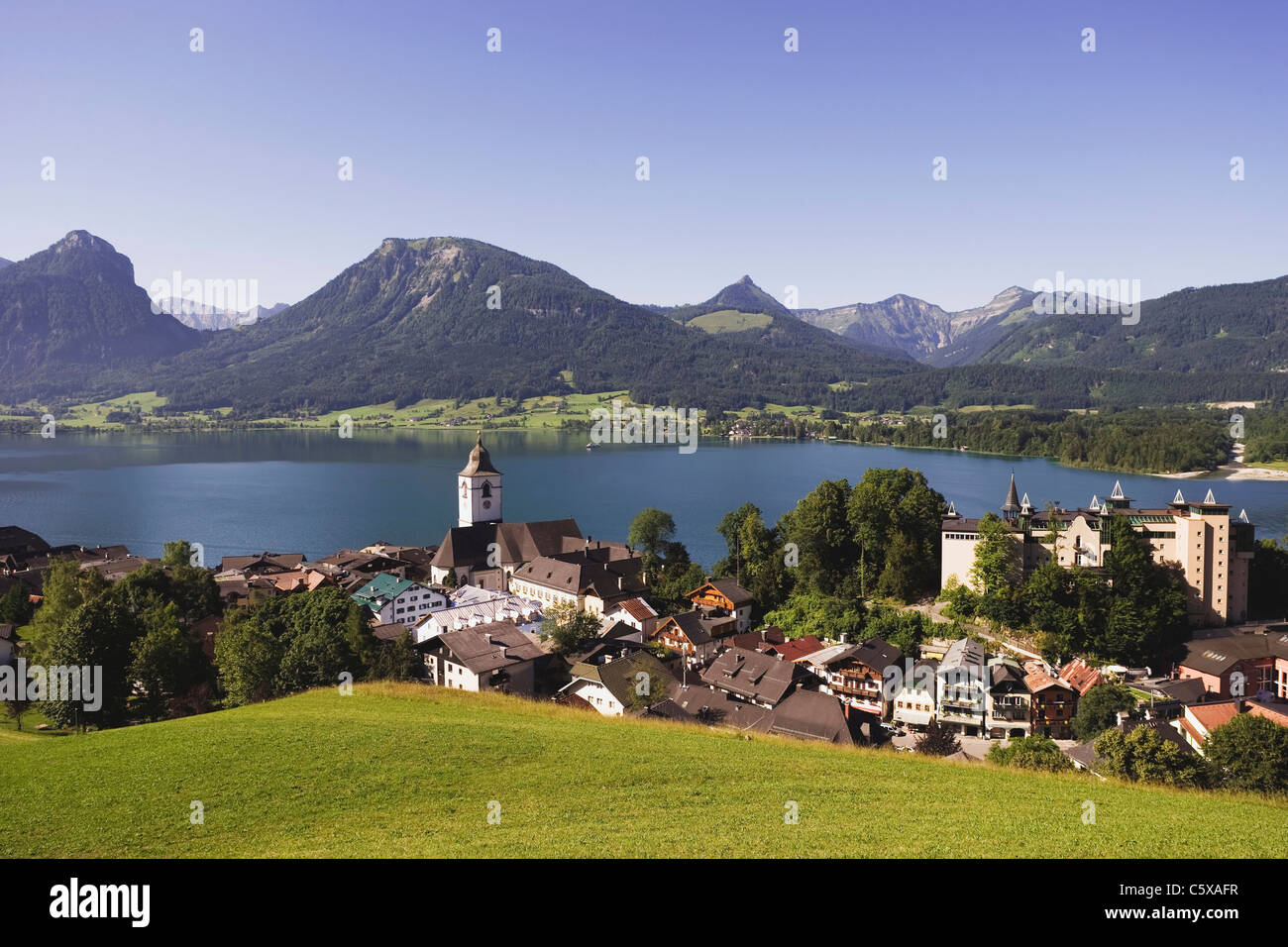 Austria, Lake Wolfgangsee, St Wolfgang, Church of Pilgrimage Stock Photo