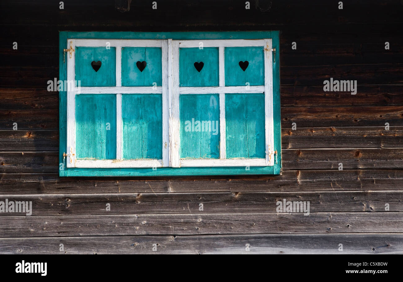 Austria, Salzburger Land, Cabin, closed window Stock Photo