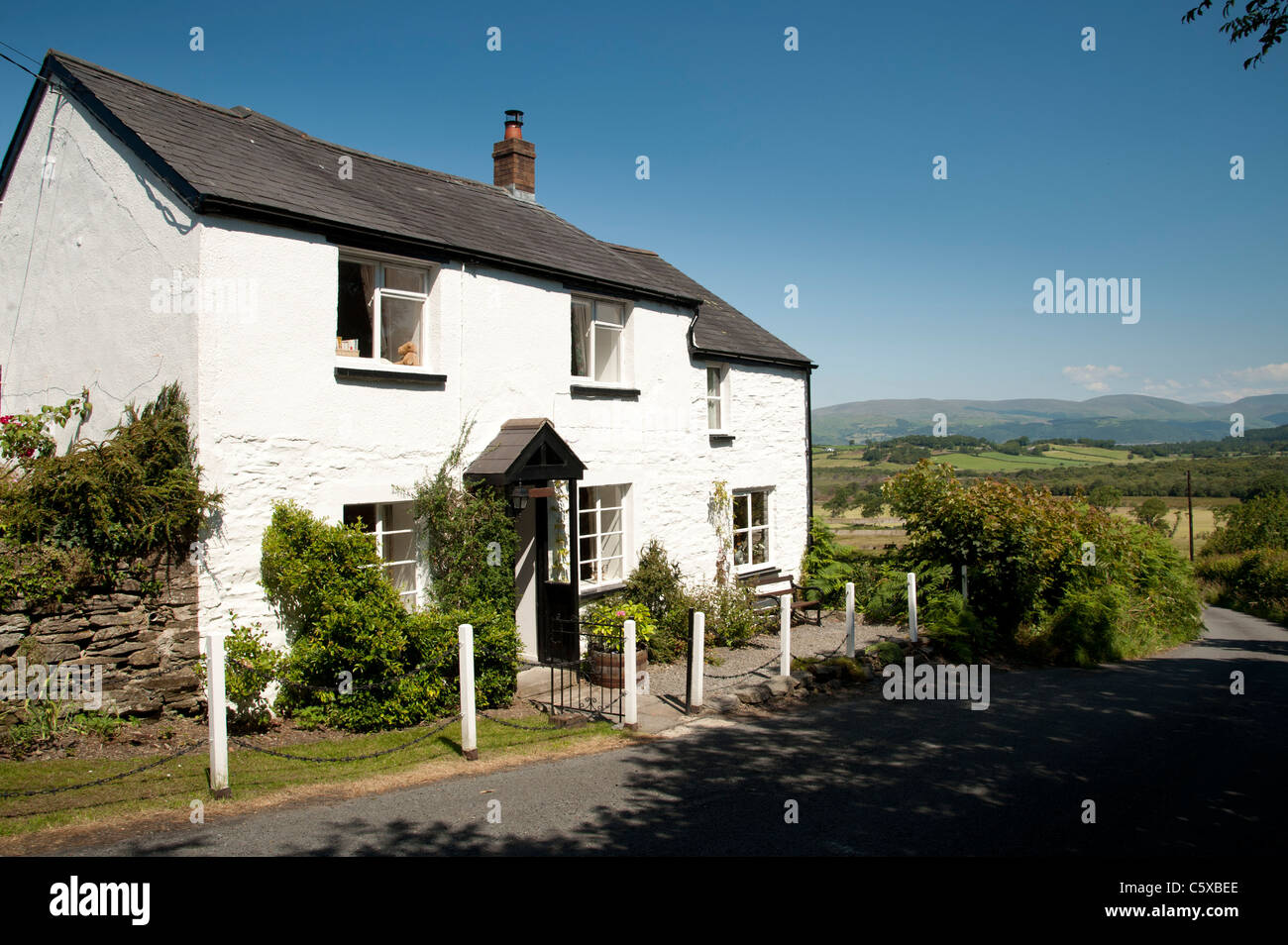 Summer afternoon - A small holiday cottage in the Dyfi valley near , Talybont, Ceredigion, Wales UK Stock Photo