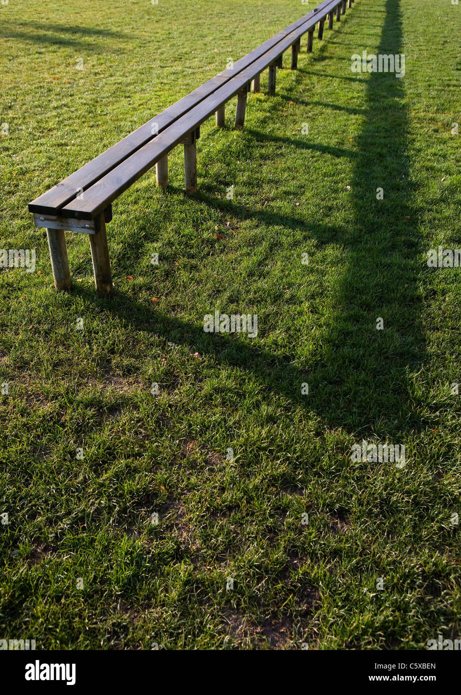 Sports field and seat bench Stock Photo