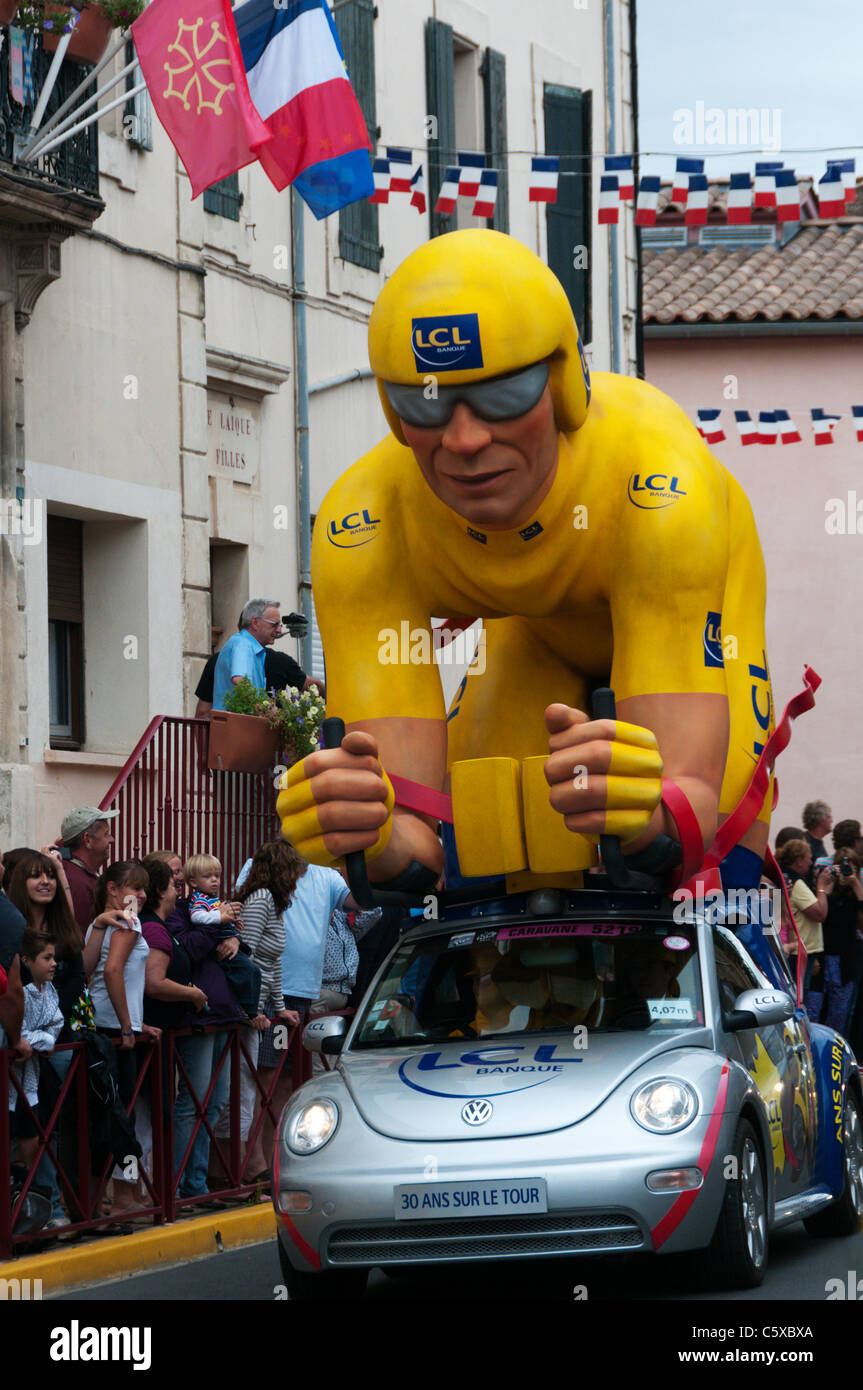 A float in the caravan preceding the 2011 Tour de France. Stock Photo