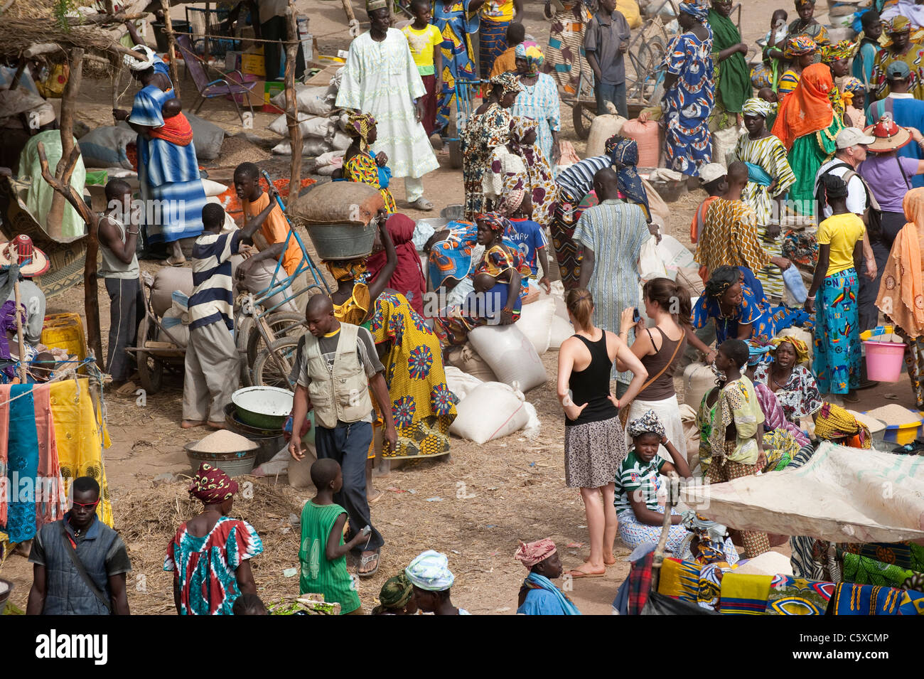 Africa MALI Djenne , market day, two western tourist Stock Photo