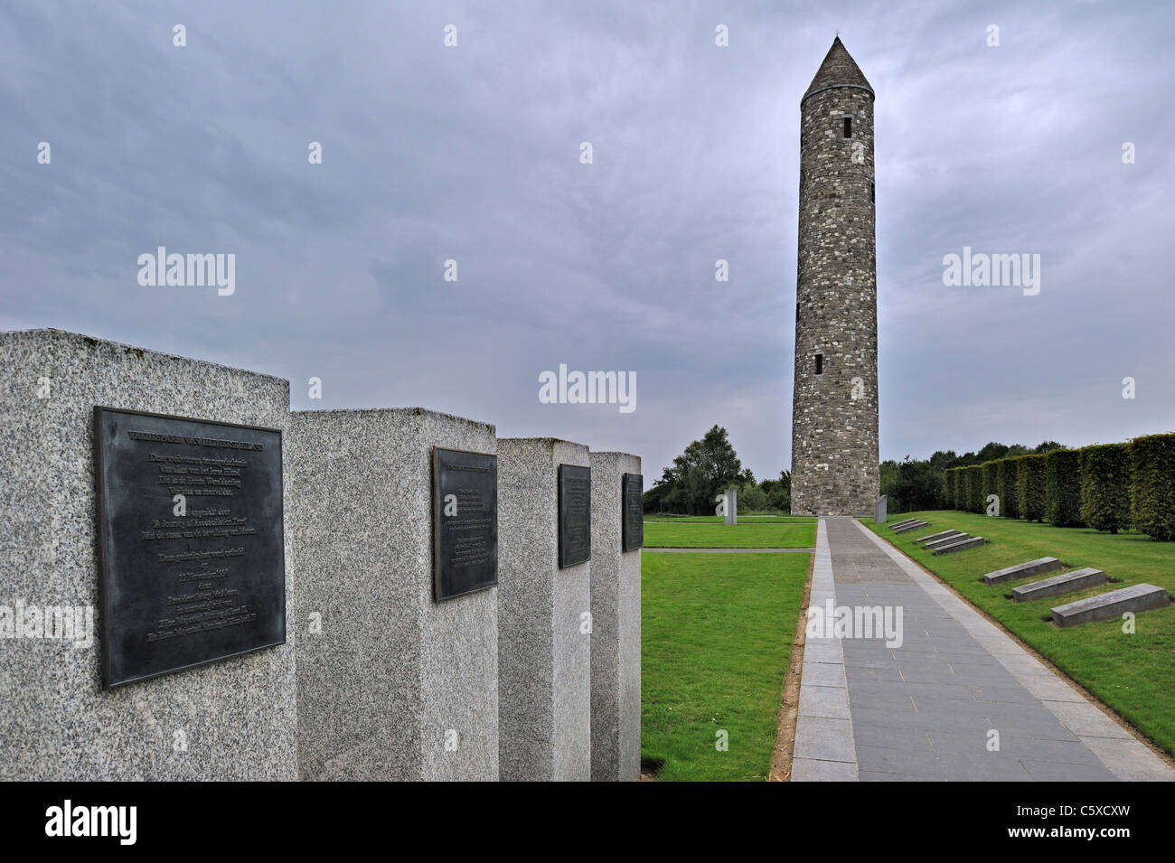 The Island of Ireland Peace Park and Irish Tower of Peace, World War One 14-18 site at Mesen, Belgium Stock Photo