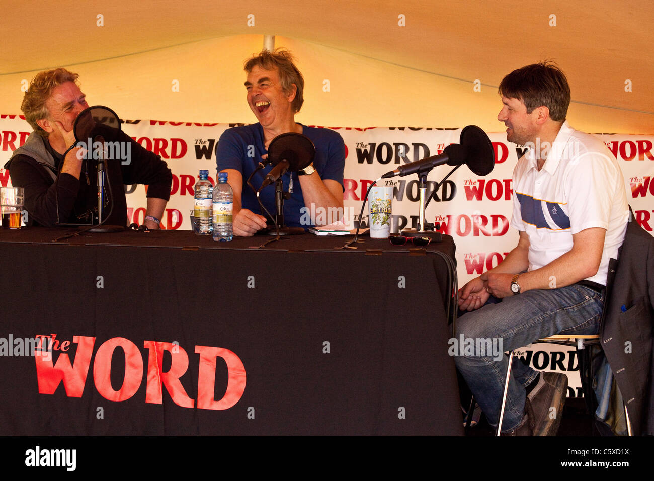 Simon Armatage being interviewed in the Word Lounge, Latitude Festival 2011, Suffolk, England, United Kingdom. Stock Photo