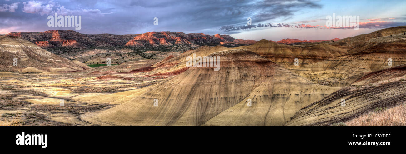 Painted Hills in John Day Fossil Beds National Monument Oregon Panorama Stock Photo