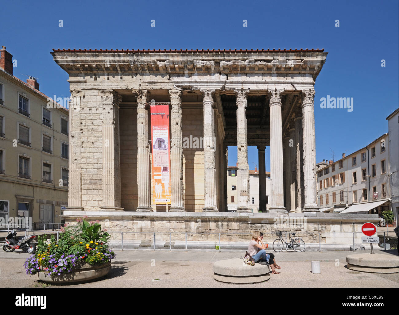 Roman monument the Temple of Augustus and Livie or d’Auguste and de Livie in Vienne France Stock Photo