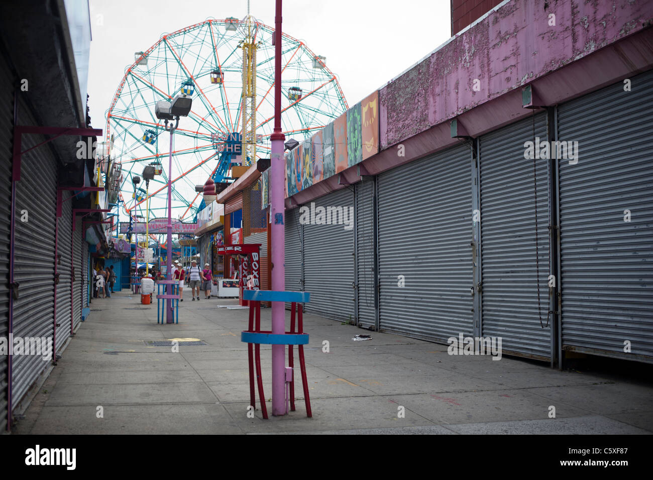 Closed arcade businesses on Jones Walk in Coney Island in Brooklyn in