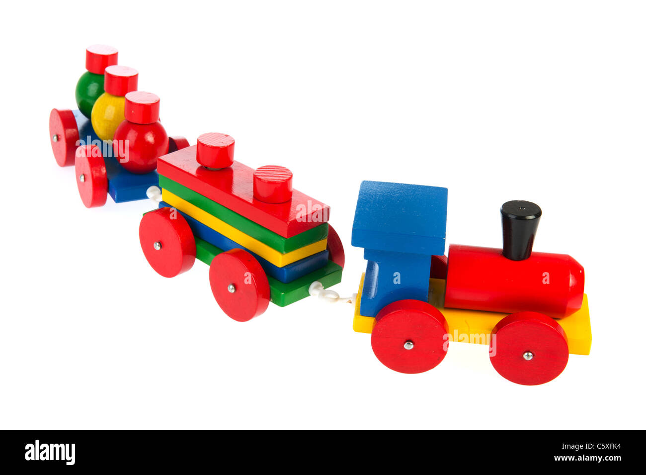 White Train Set Colorful wooden toy train isolated over white Stock Photo - Alamy