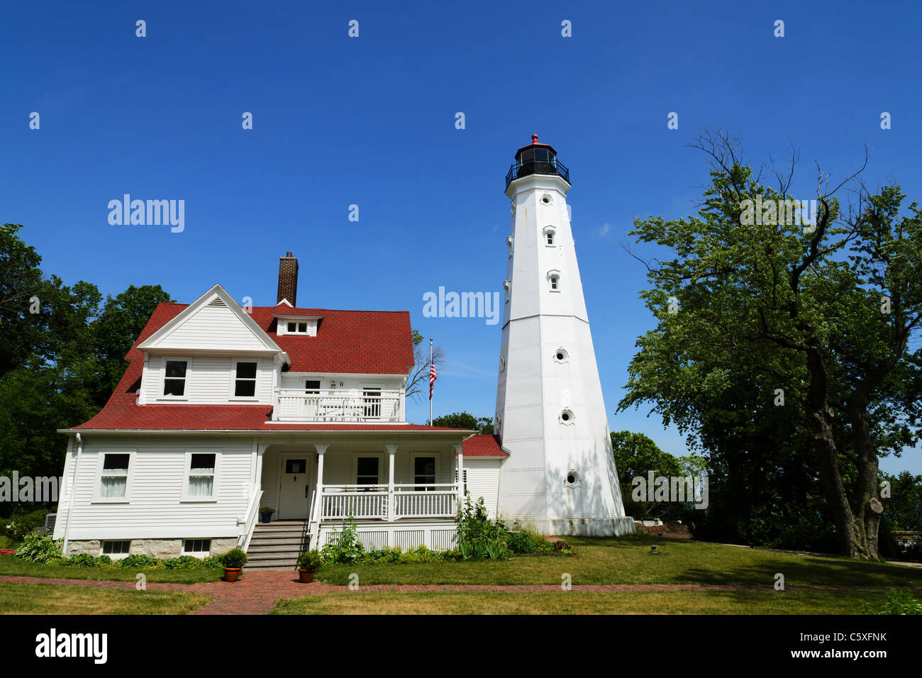 North Point Lighthouse in Milwaukee Stock Photo