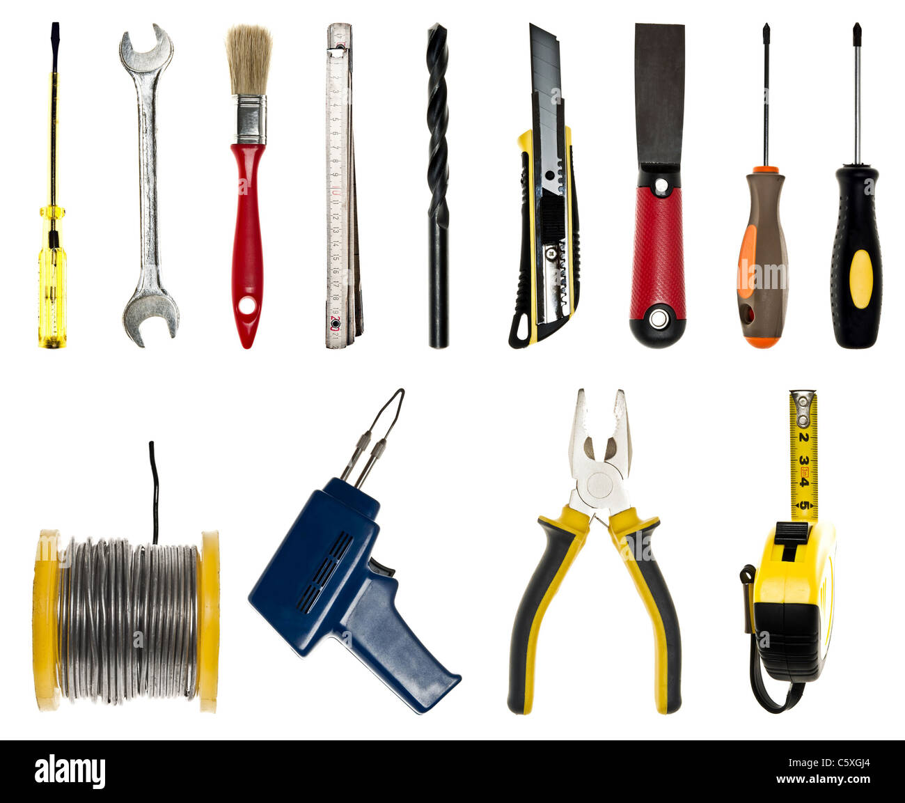 Collage of isolated different hand tools Stock Photo - Alamy