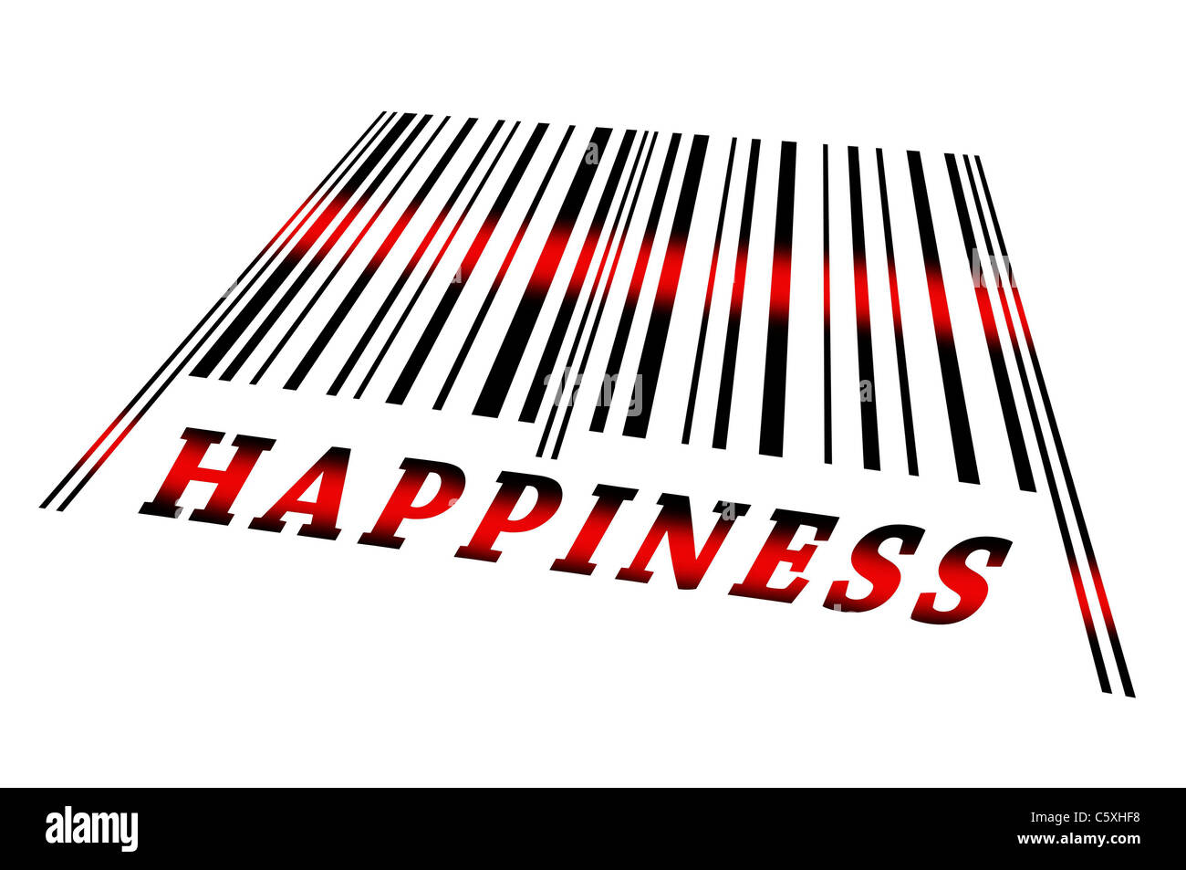 Happiness word on barcode scanned Stock Photo