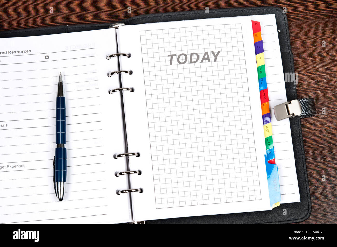 Closeup to agenda on today page Stock Photo