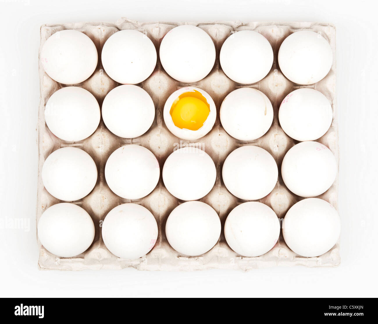 isolated full egg carton on white Stock Photo