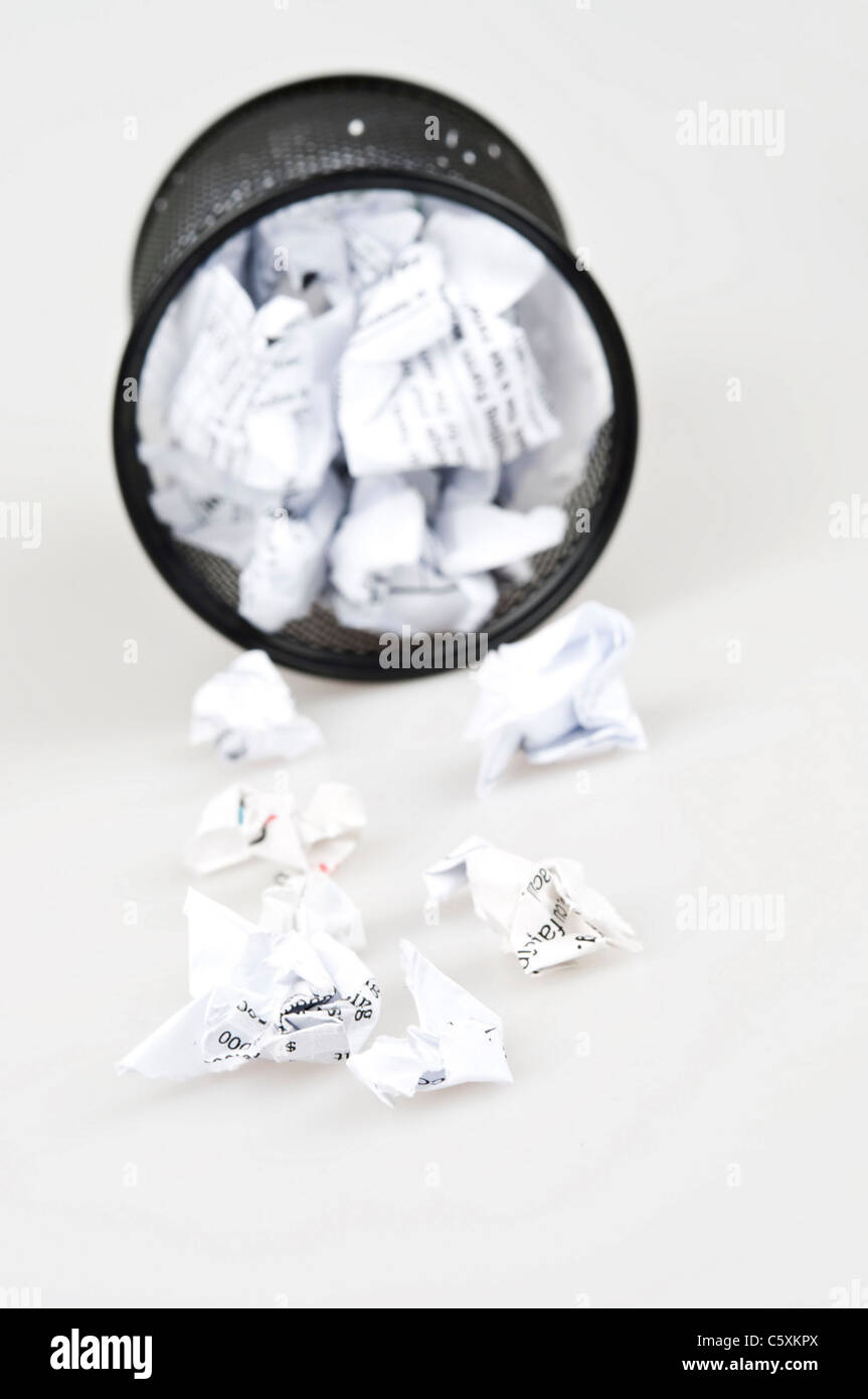 Isolated office paper trash on white Stock Photo