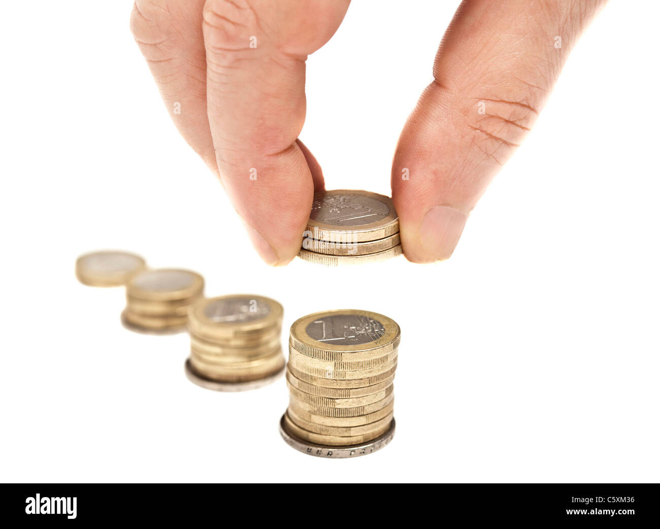 Euro coin on white background Stock Photo - Alamy