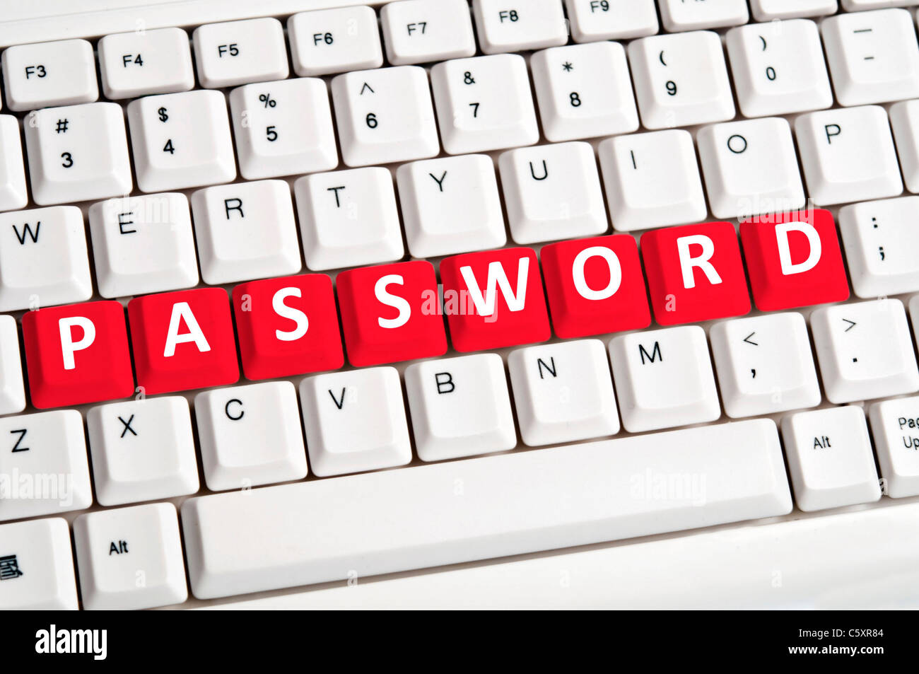 Password word on white keyboard Stock Photo