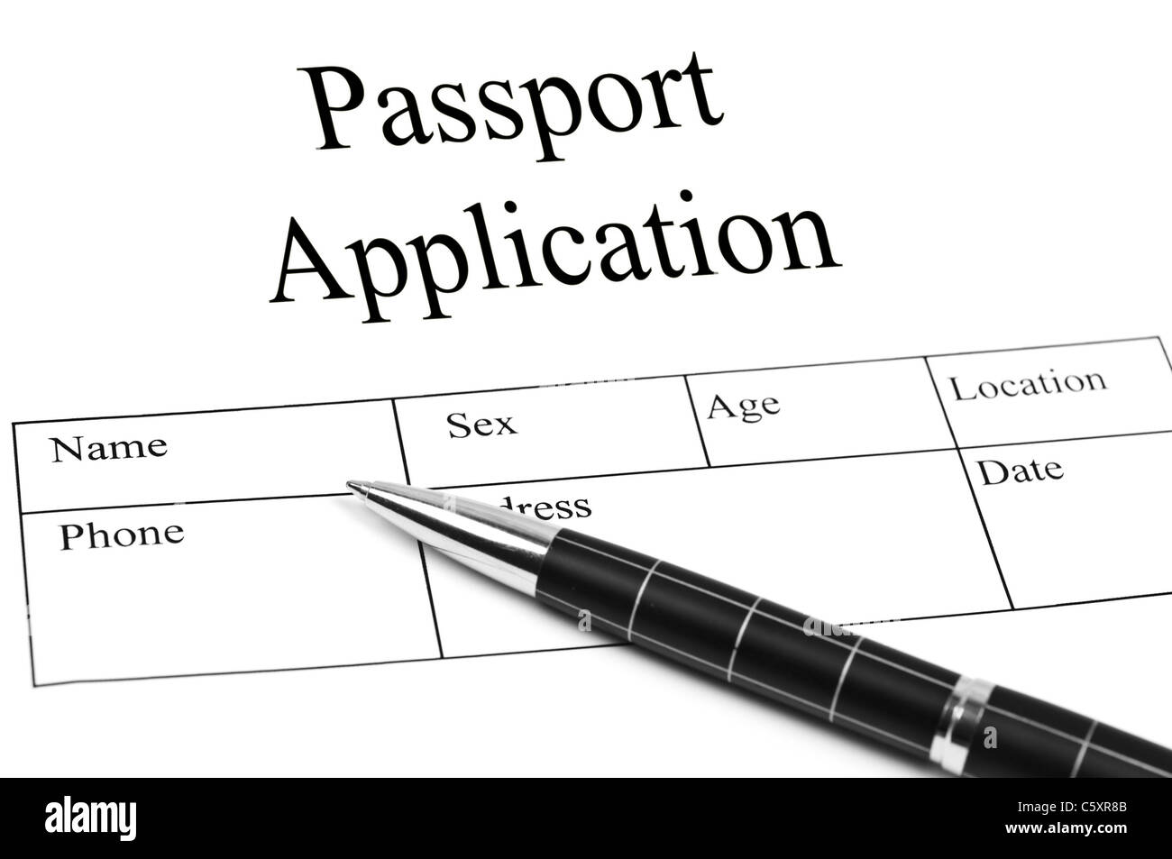 Passport application Stock Photo