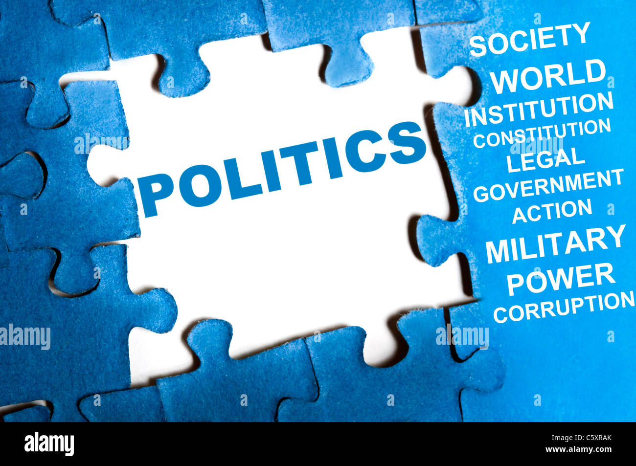 Politics blue puzzle pieces assembled Stock Photo