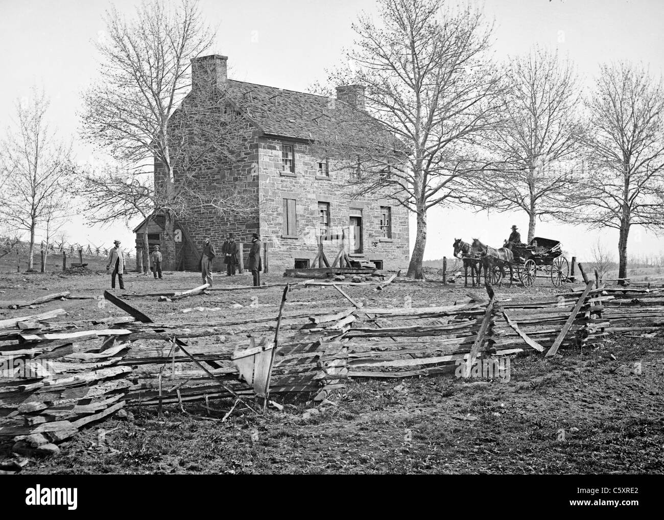 Bull Run, Virginia Matthews' or the Stone House, 1st Battle USA Civil War - First Bull Run or Manassas, July 1861 Stock Photo