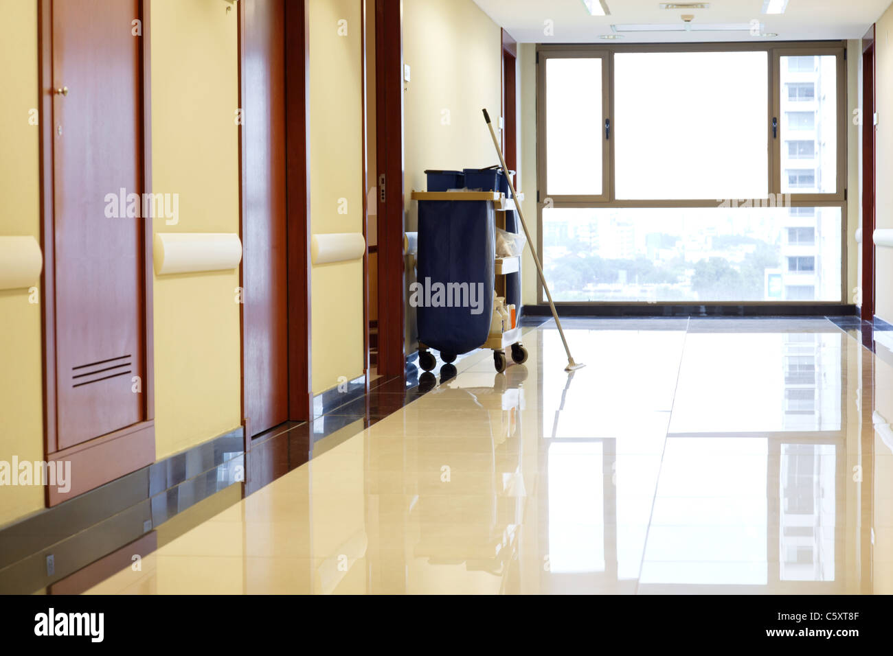 Interior of empty corridor of hospital Stock Photo - Alamy