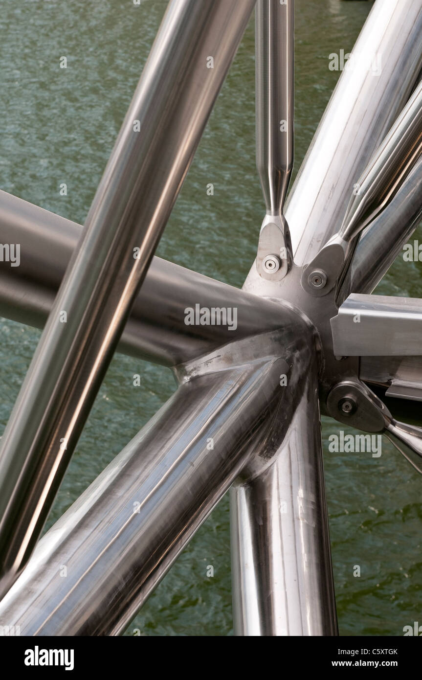 Detail of stainless steel connections on the Double Helix Bridge