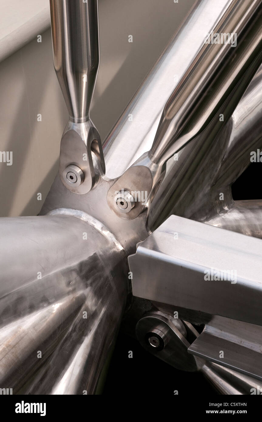 Detail of stainless steel connections on the Double Helix Bridge