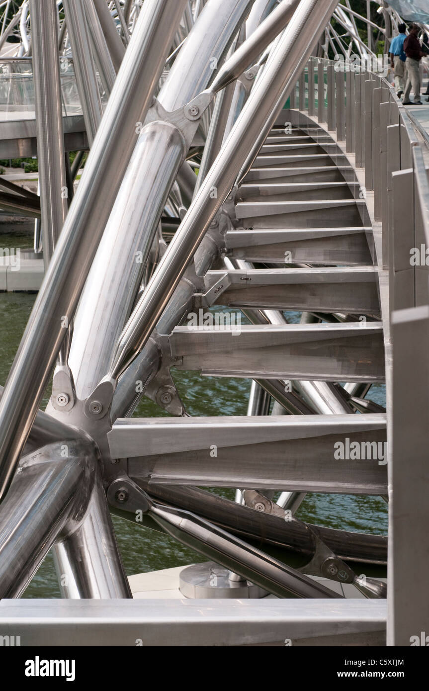 Detail of stainless steel connections on the Double Helix Bridge