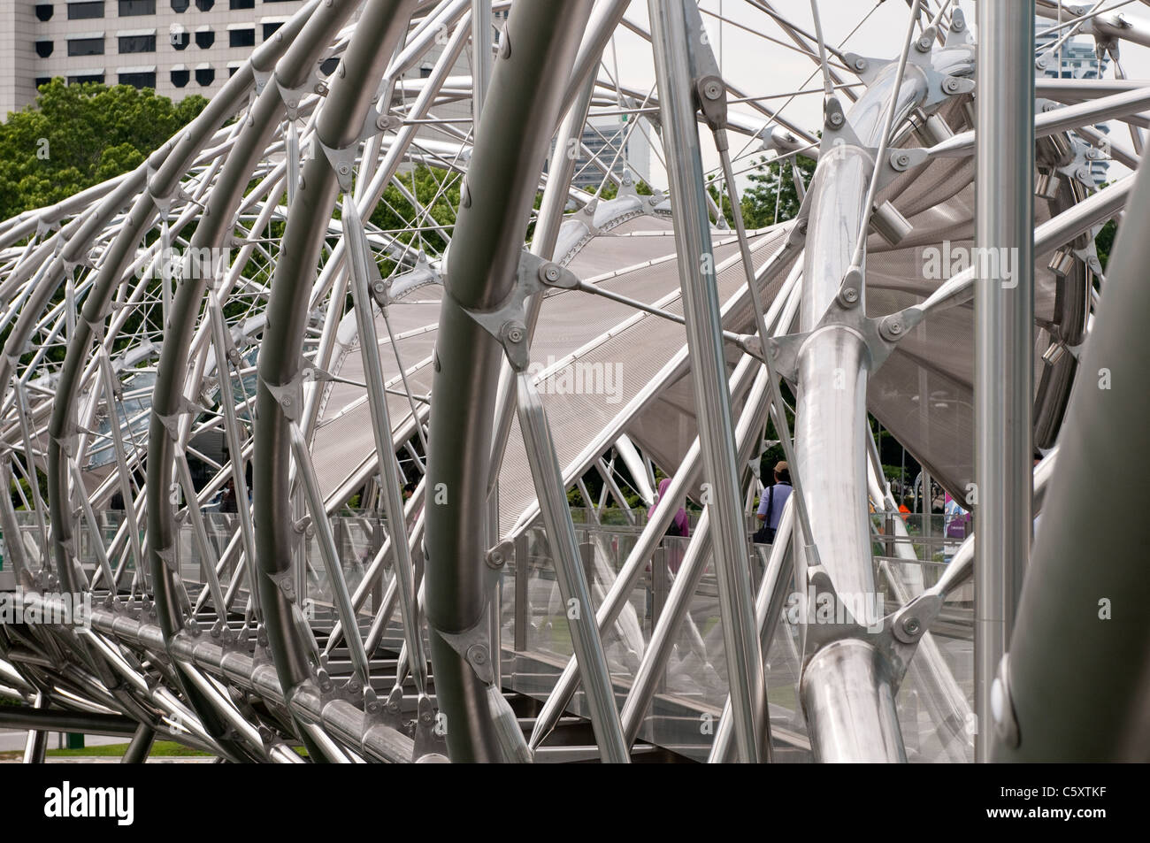 Detail of stainless steel connections on the Double Helix Bridge