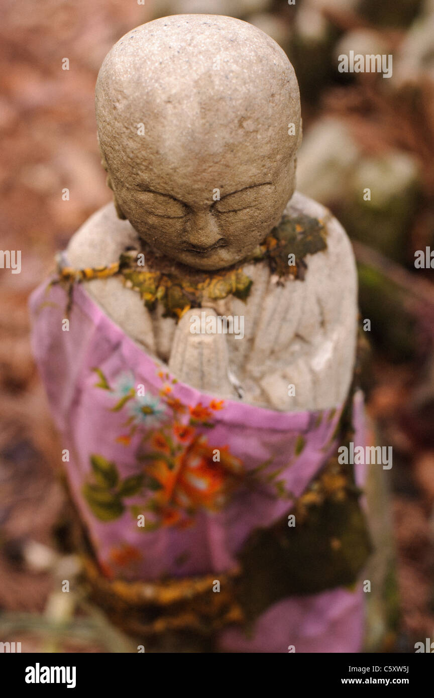 People bring jizo buddhist statues to the small shrine from all over Japan to pray for sick