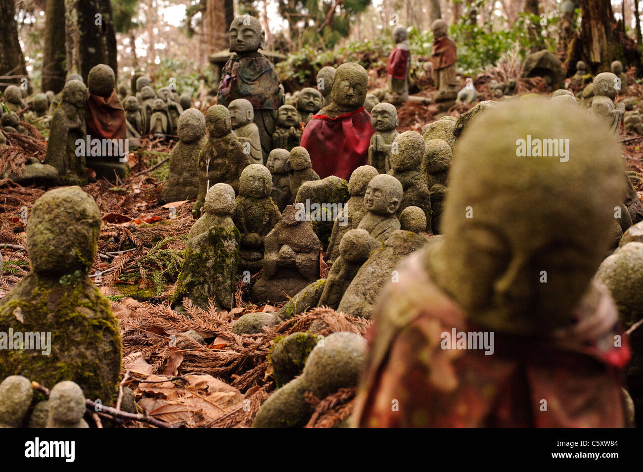 People bring jizo buddhist statues to the small shrine from all over Japan to pray for sick