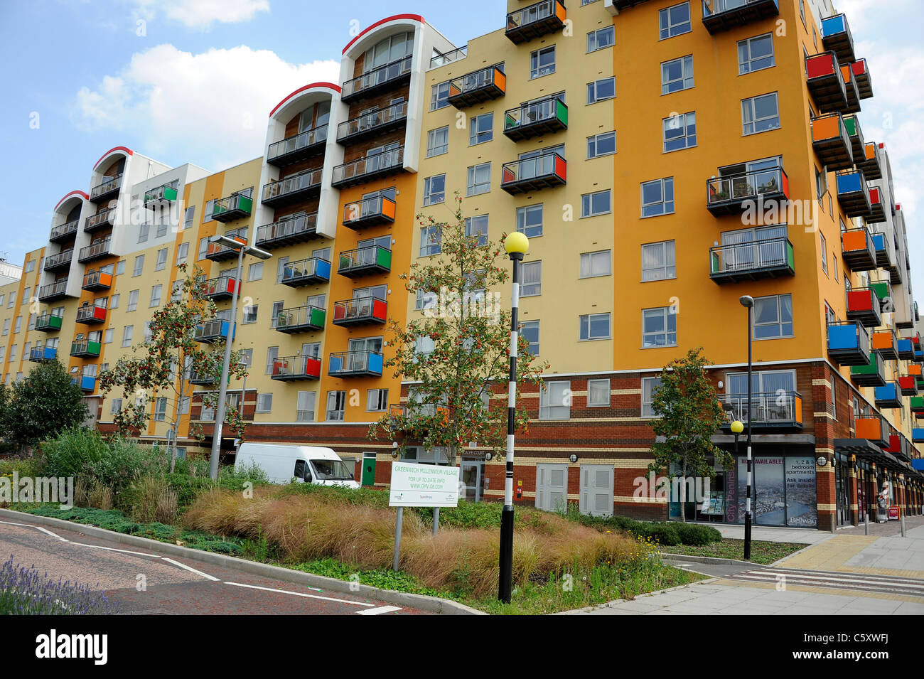 Modern apartment blocks at Greenwich Millennium Village, East London Stock Photo Alamy