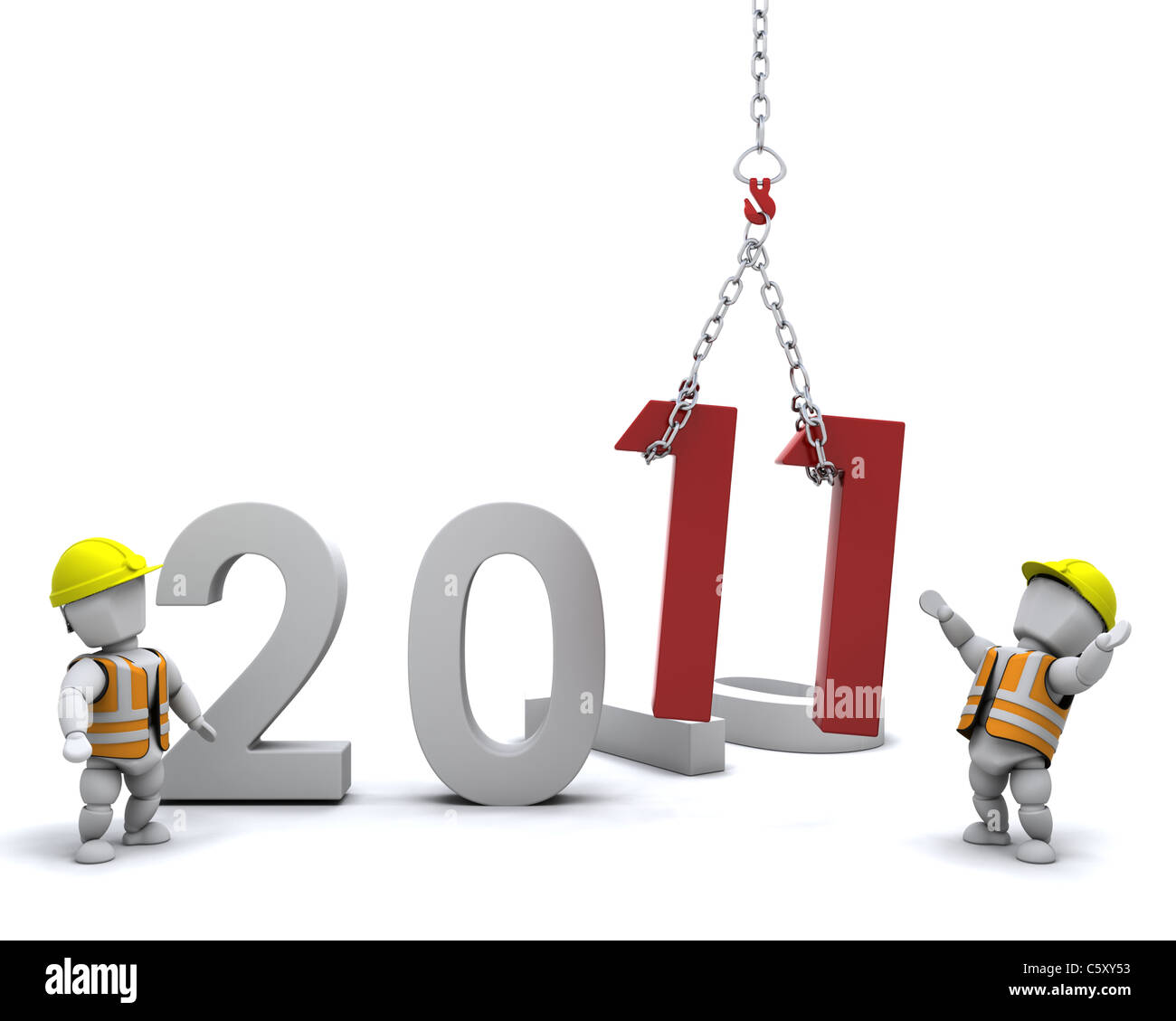 3D render depicting Bringing the new year in Stock Photo
